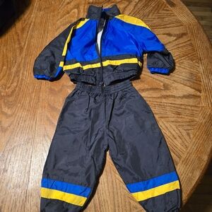 Kids Black and Blue Tracksuit with Yellow Stripes
